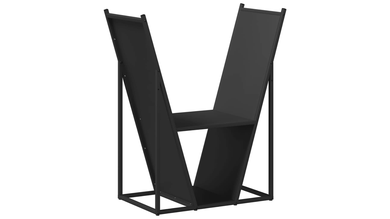 vidaXL Black Cold-Rolled Steel 69.5 x 35 x 81cm Firewood Rack