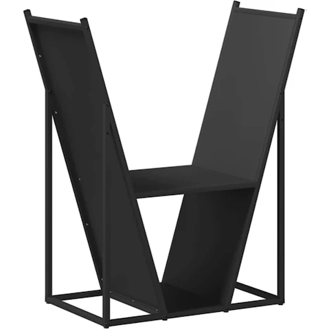 vidaXL Black Cold-Rolled Steel 69.5 x 35 x 81cm Firewood Rack