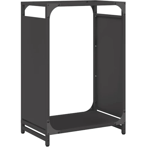 vidaXL Black Cold-Rolled Steel 44 x 28 x 65cm Firewood Rack