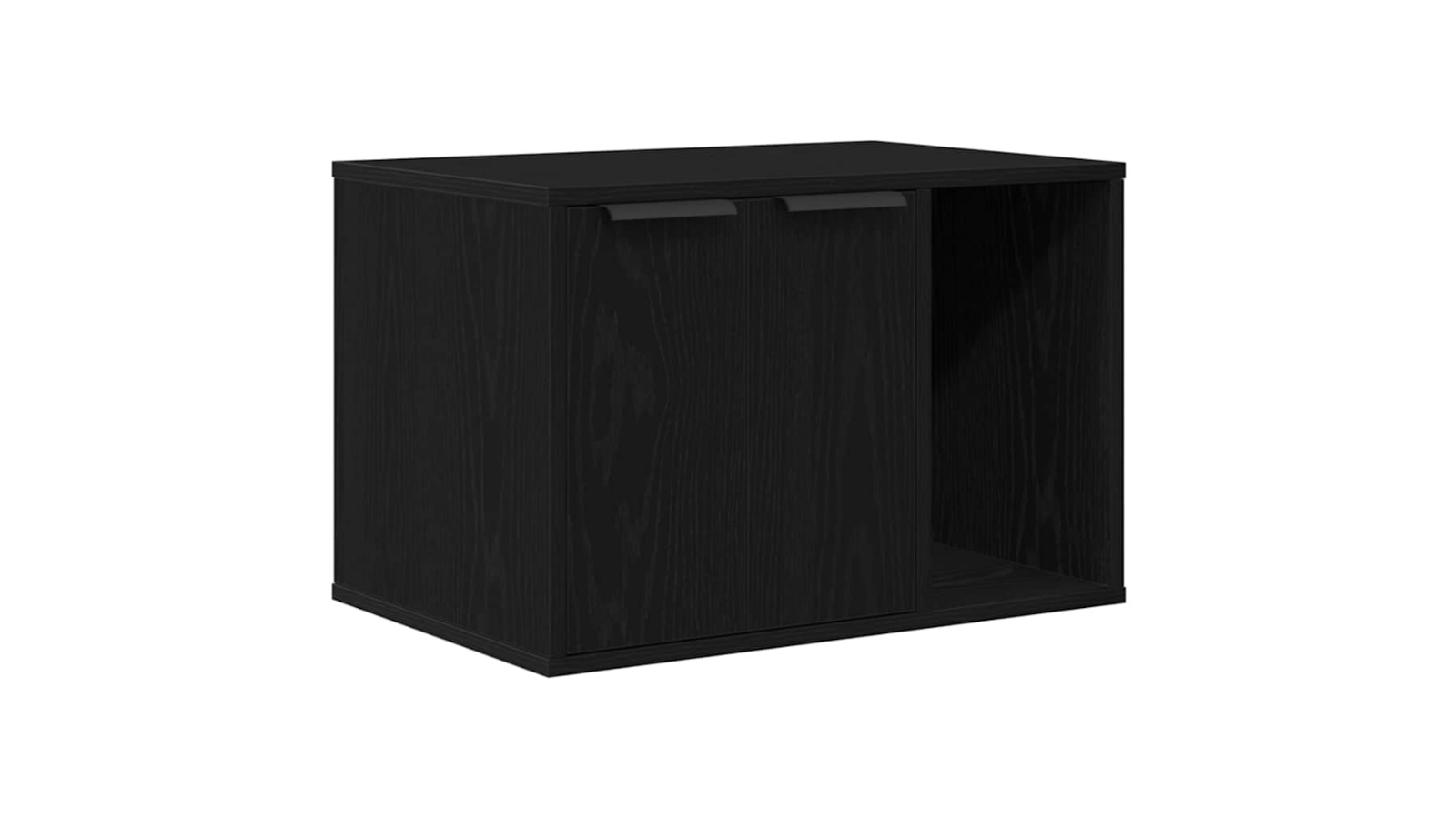 vidaXL Black Oak Engineered Wood Enclosure Cat Litter Box - 60 x 40 x 40cm
