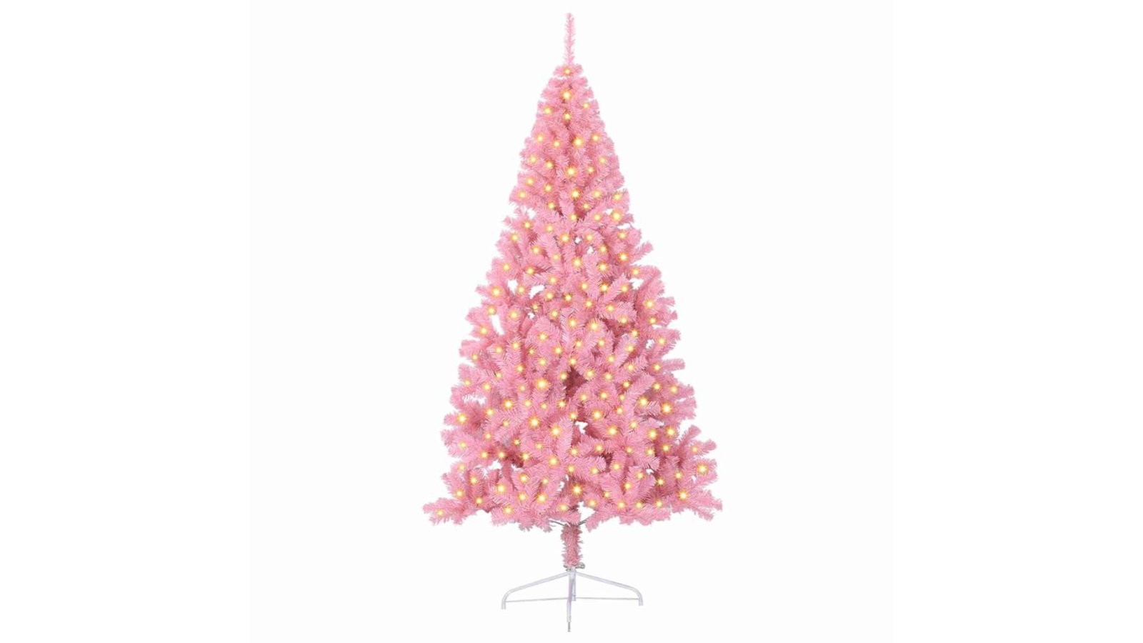 vidaXL Pink PVC Artificial Pre-lit Christmas Tree with 300 LED - 210cm