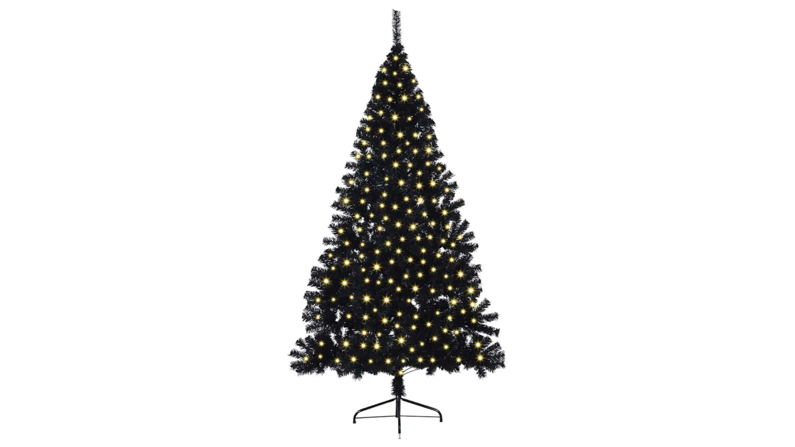 vidaXL 210cm PVC Artificial Pre-lit Christmas Tree - Black