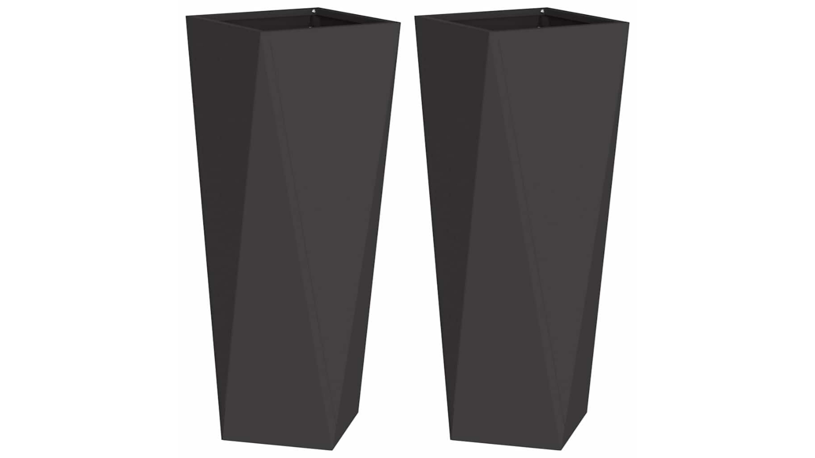 vidaXL 2 Piece Black Steel Geometric Rectangular Planter - 30 x 30 x 75cm
