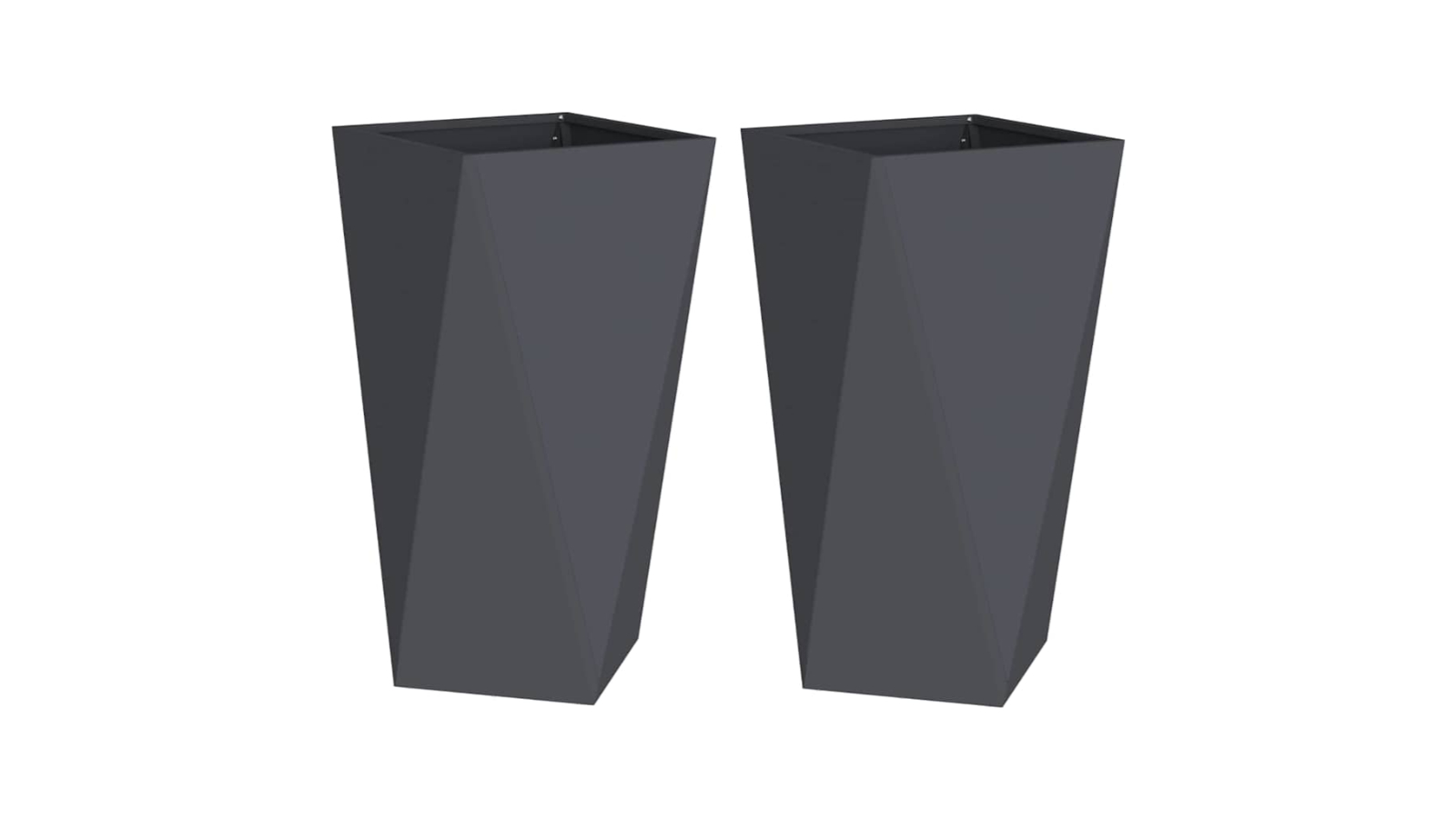 vidaXL 2 Piece Anthracite Steel Geometric Rectangular Planter - 40 x 40 x 75cm