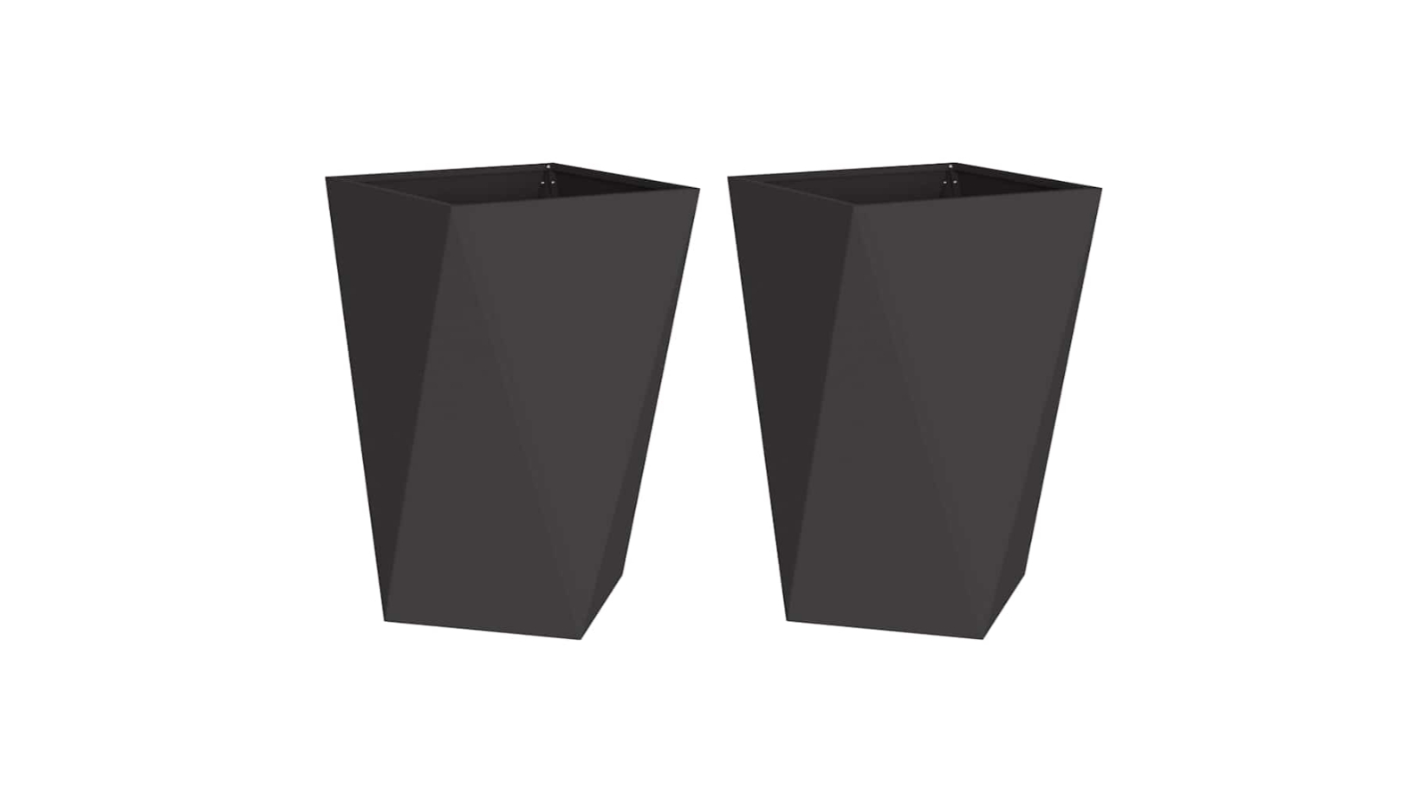 vidaXL 2 Piece Black Steel Geometric Rectangular Planter - 50 x 50 x 75cm