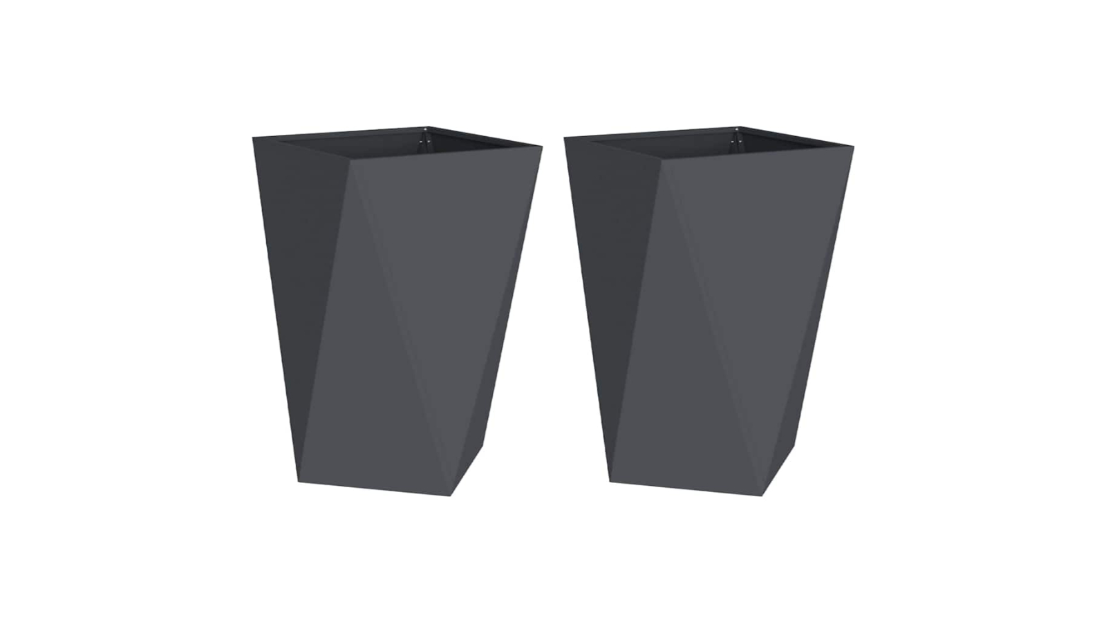 vidaXL 2 Piece Anthracite Steel Geometric Rectangular Planter - 50 x 50 x 75cm