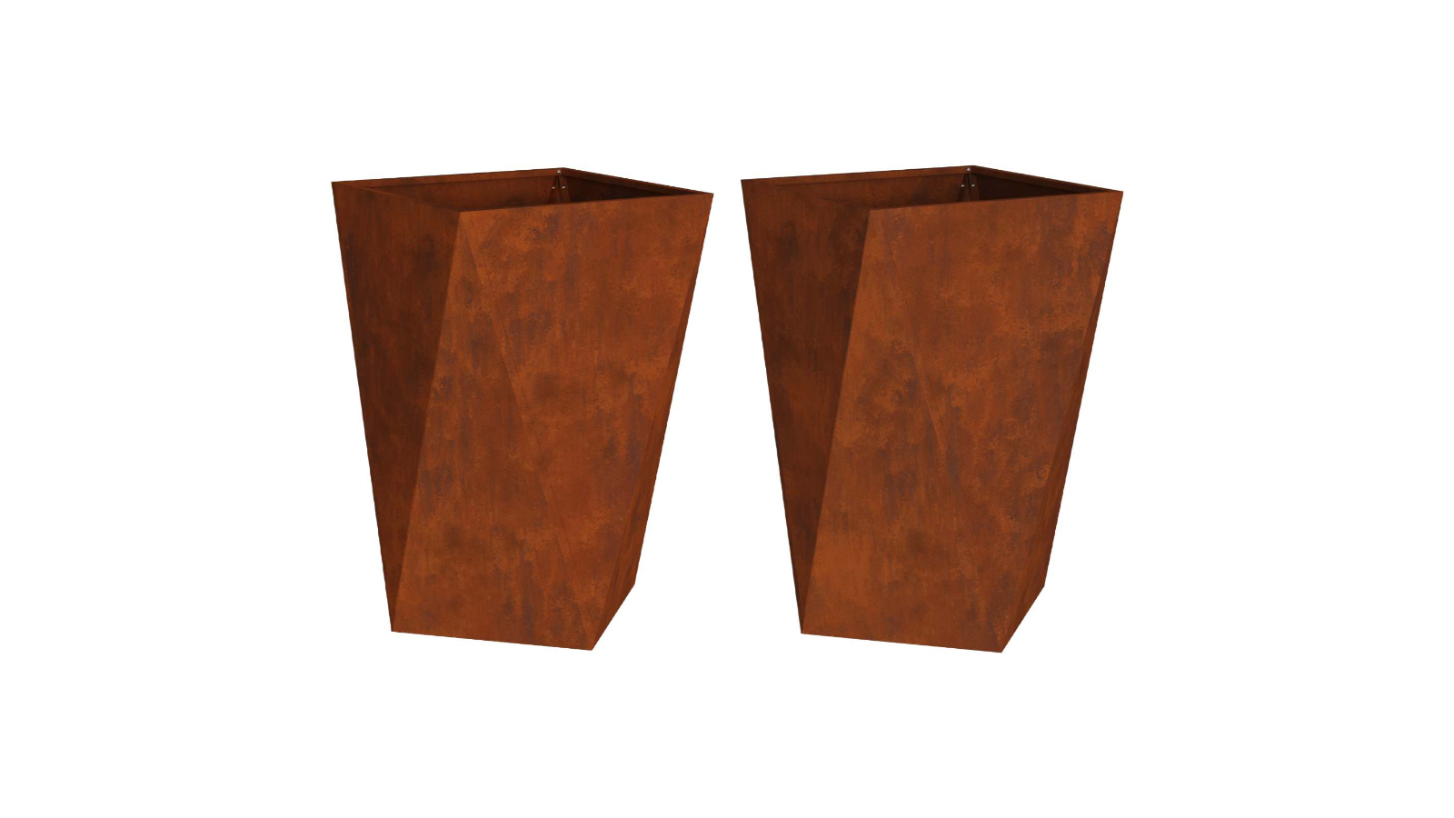 vidaXL 2 Piece Rusty Weathering Steel Geometric Rectangular Planter - 50 x 50 x 75cm