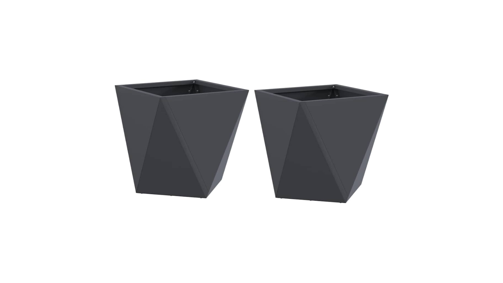 vidaXL 2 Piece Anthracite Steel Geometric Rectangular Planter - 30 x 30 x 30cm