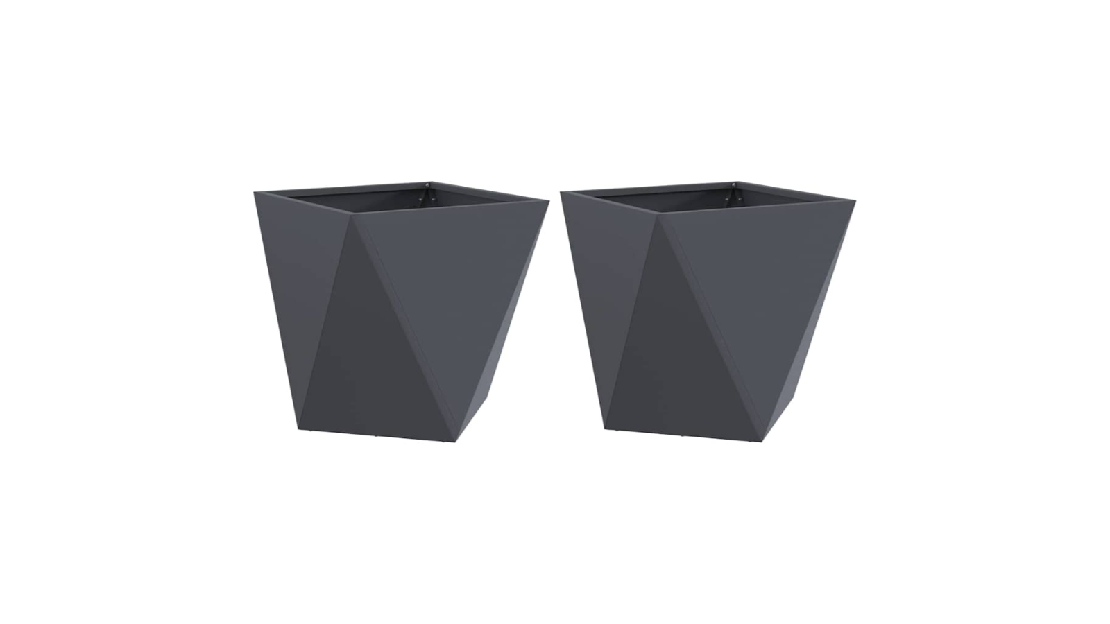 vidaXL 2 Piece Anthracite Steel Geometric Rectangular Planter - 40 x 40 x 40cm