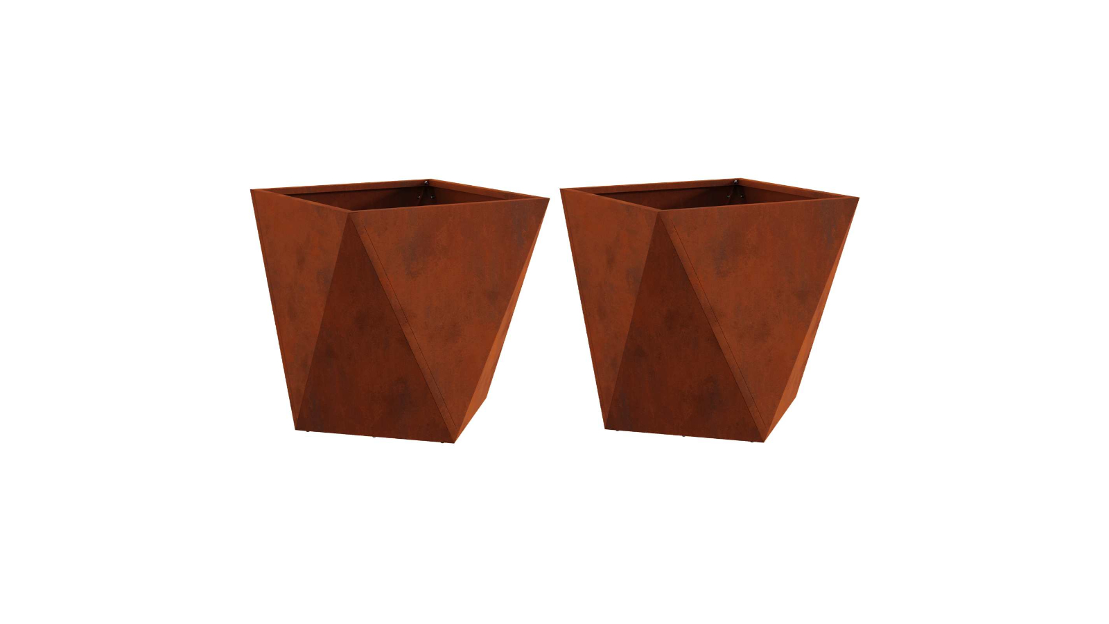 vidaXL 2 Piece Rusty Weathering Steel Geometric Rectangular Planter - 40 x 40 x 40cm