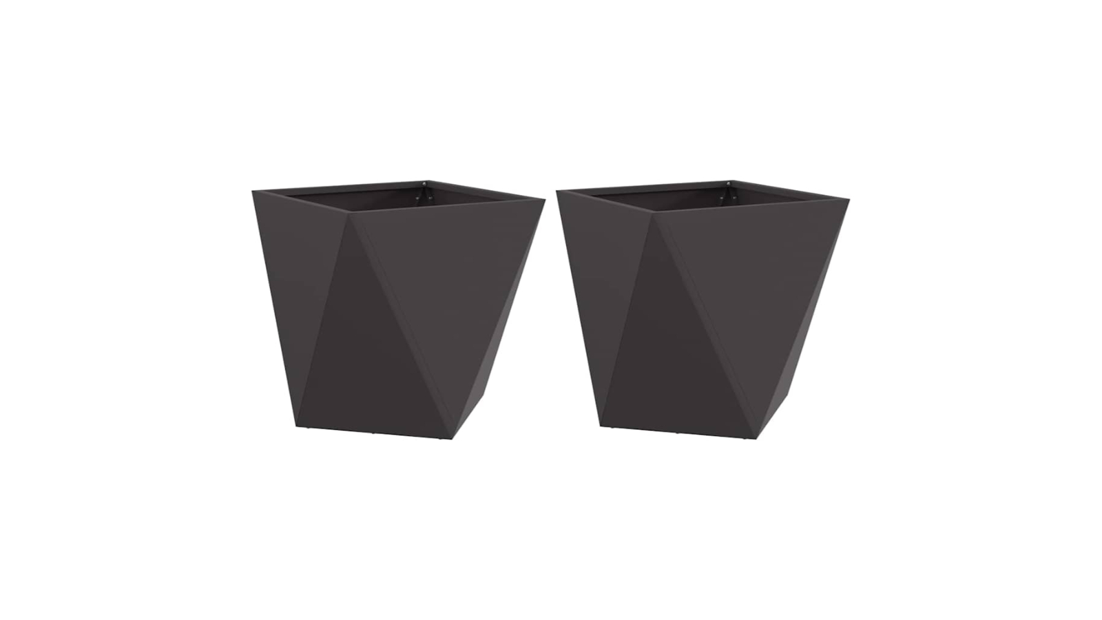 vidaXL 2 Piece Black Steel Geometric Rectangular Planter - 50 x 50 x 50cm