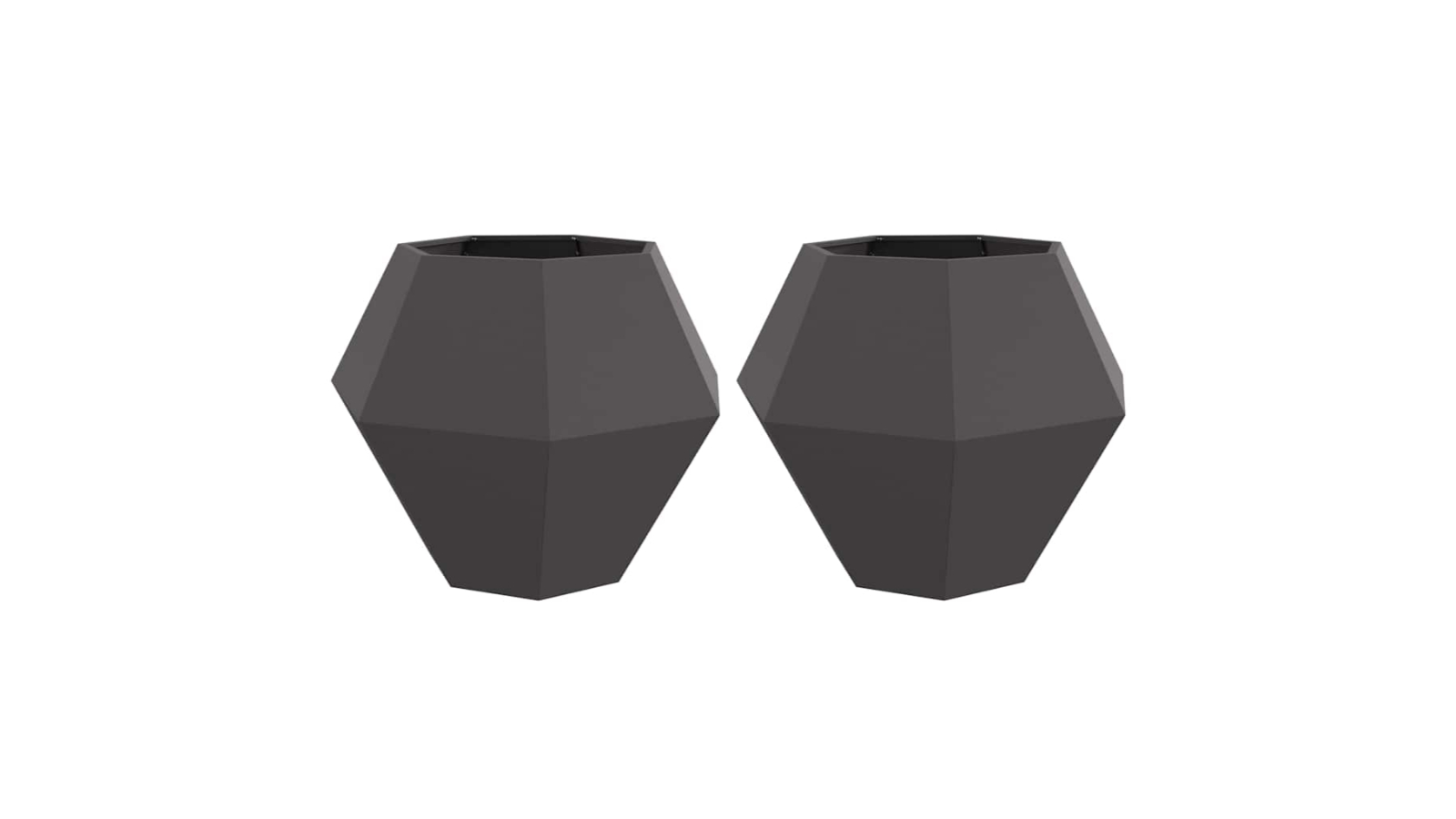 vidaXL 2 Piece Black Steel Geometric Spherical Planter - 100 x 100 x 80cm