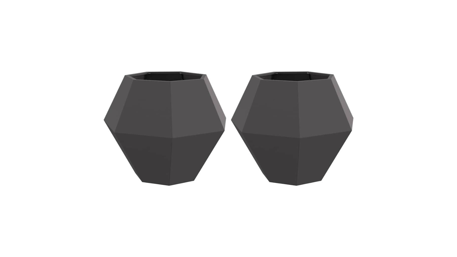 vidaXL 2 Piece Black Steel Geometric Spherical Planter - 75 x 75 x 60cm