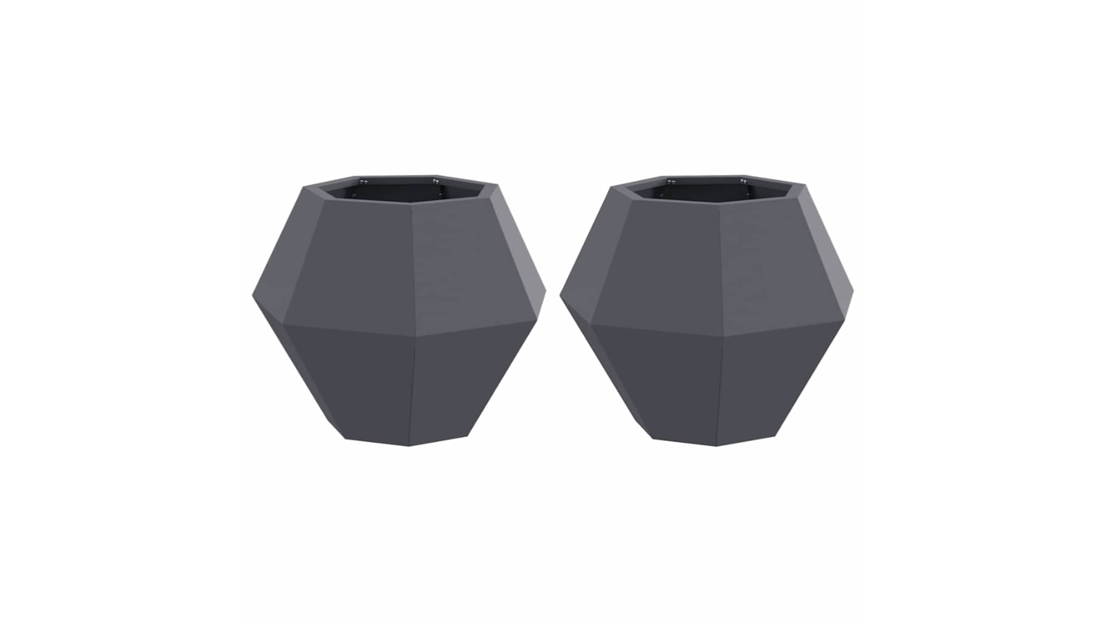 vidaXL 2 Piece Anthracite Steel Geometric Spherical Planter - 50 x 50 x 40cm