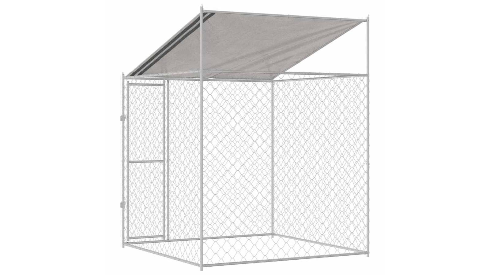 vidaXL Silver Steel and PE Dog Cage with Roof - 200 x 200 x 258cm