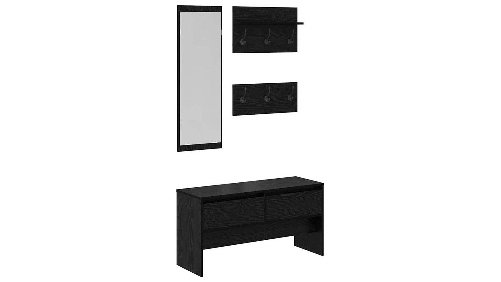 vidaXL 4 Piece 90 x 31 x 46.5cm Hallway Furniture Set - Black Oak