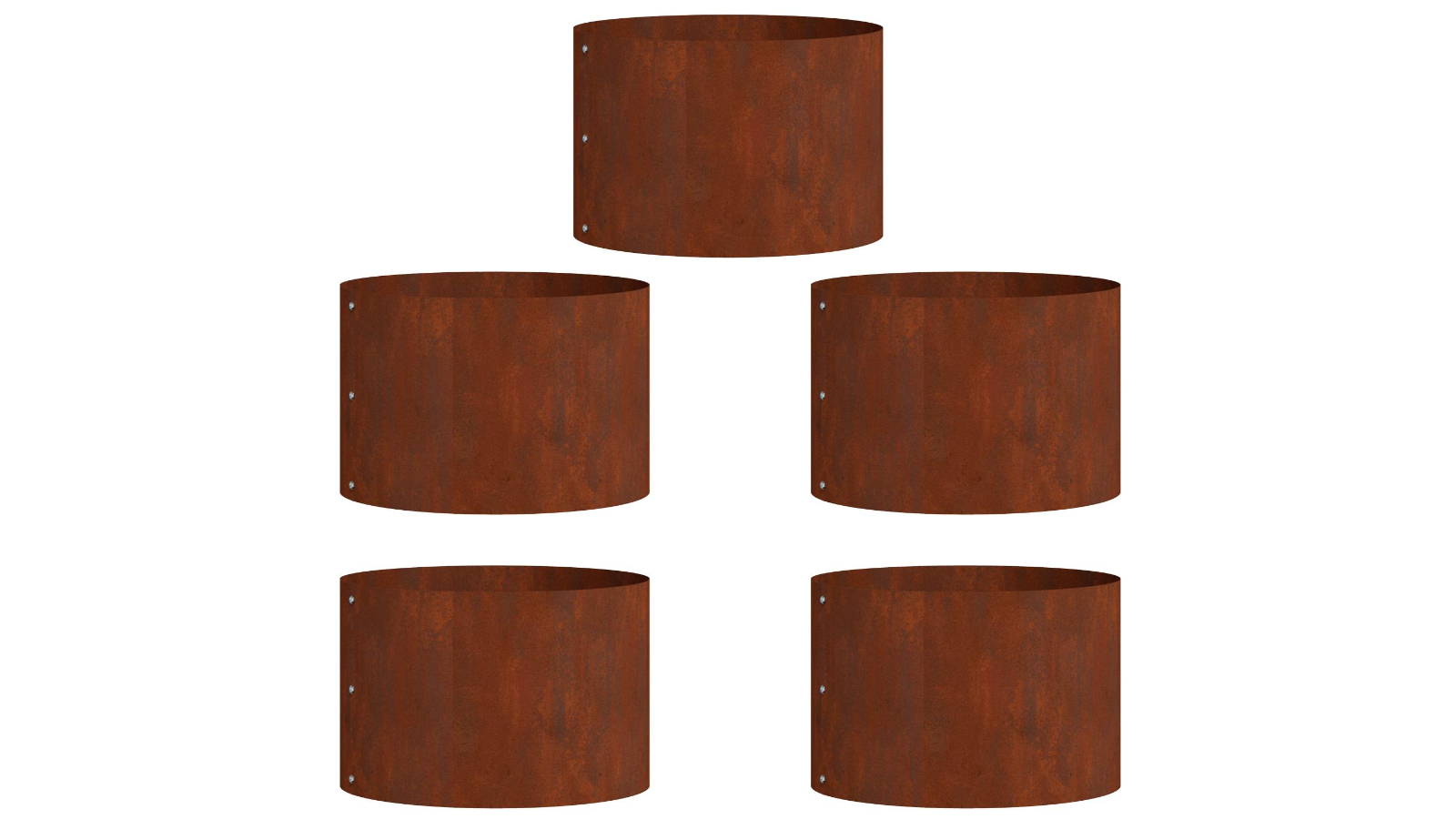 vidaXL 5 Piece 30 x 30 x 20cm Weathering Steel Planter Ring - Brown