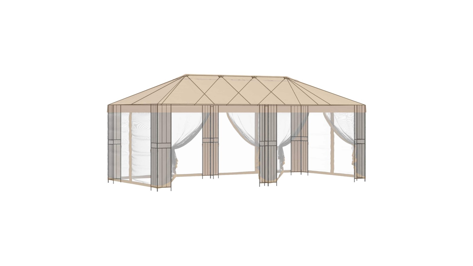vidaXL Black Steel Gazebo Frame - 6 x 3m