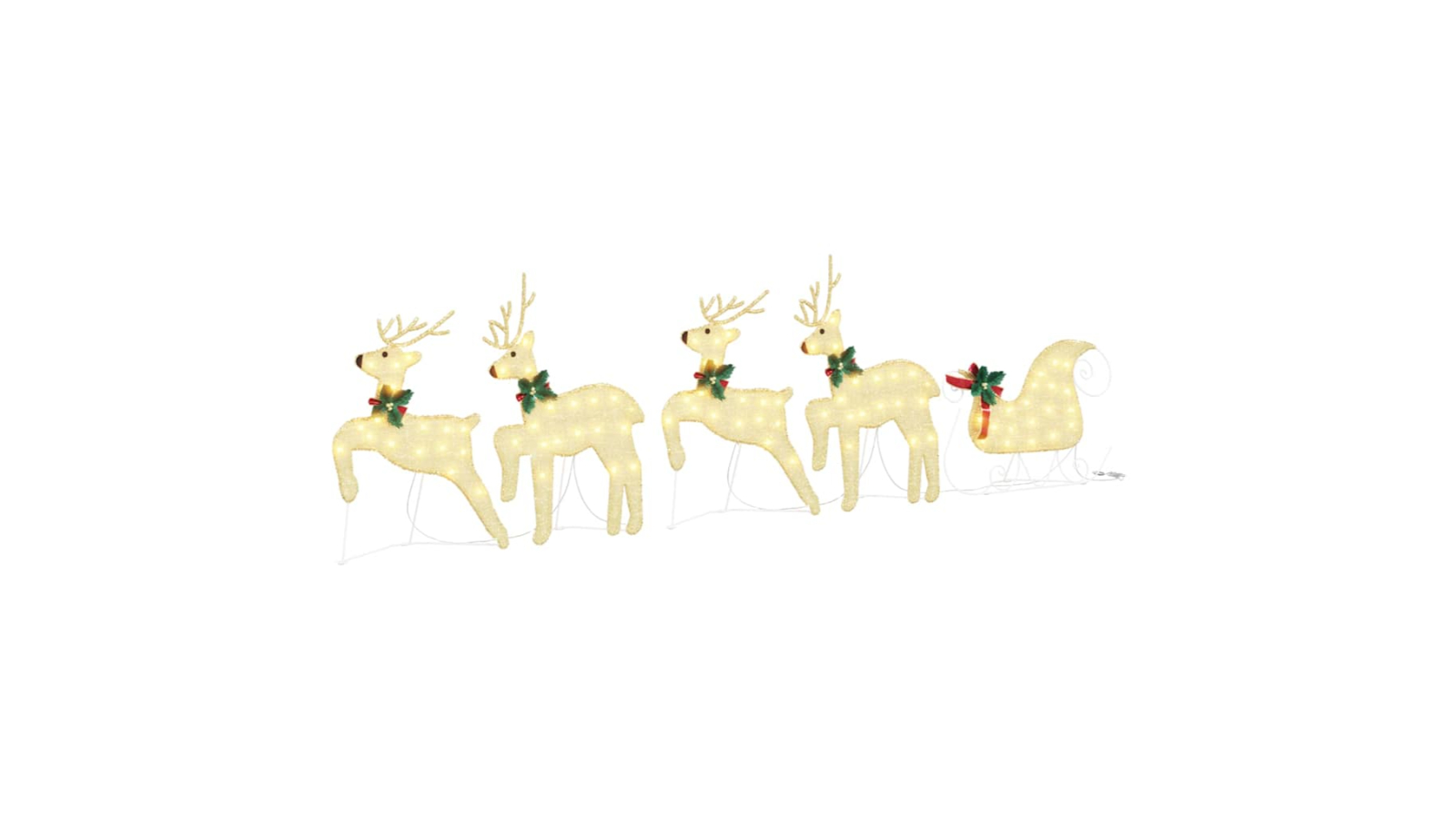 vidaXL 5 Piece Fabric LED Reindeer - Gold 