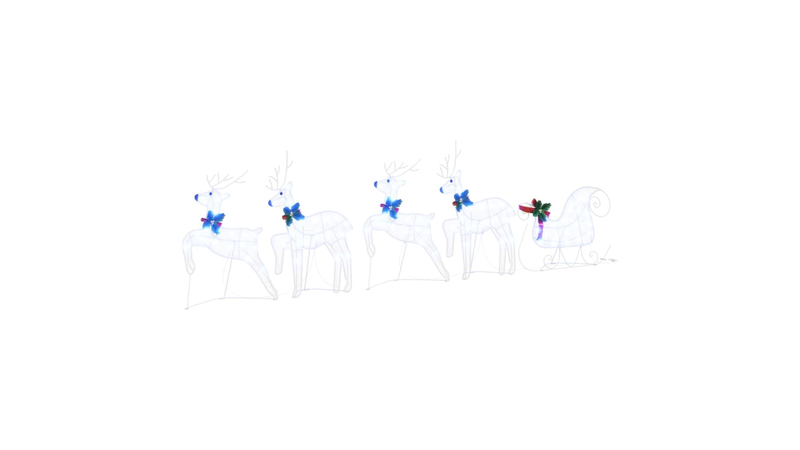 vidaXL 5 Piece Fabric LED Reindeer - White