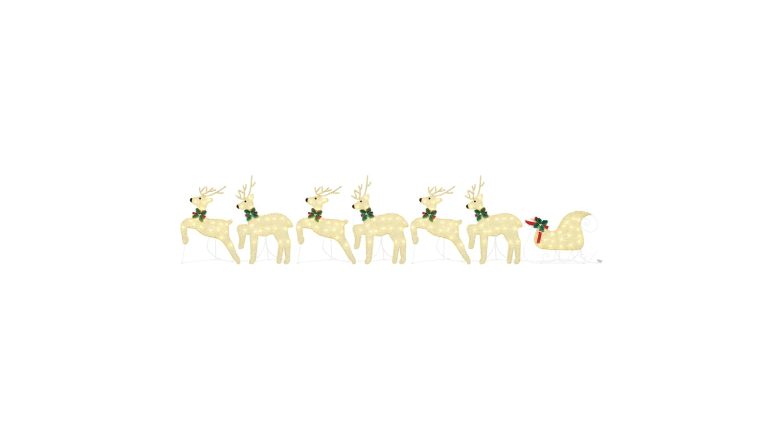 vidaXL 7 Piece Fabric LED Reindeer - Gold