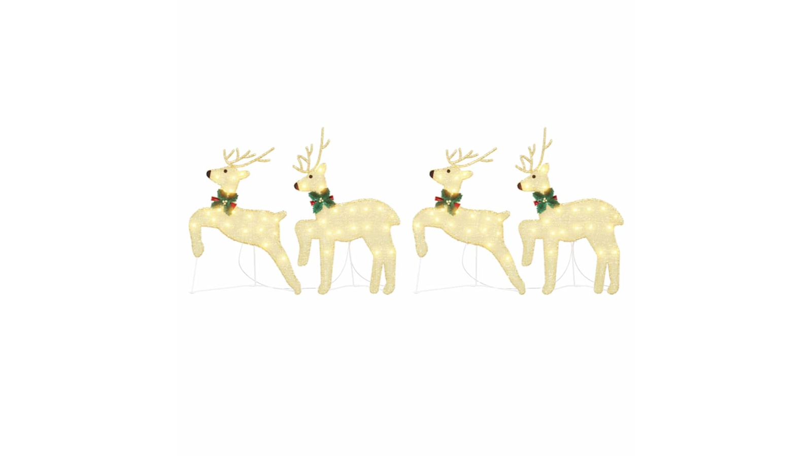 vidaXL 4 Piece Fabric LED Reindeer - Gold