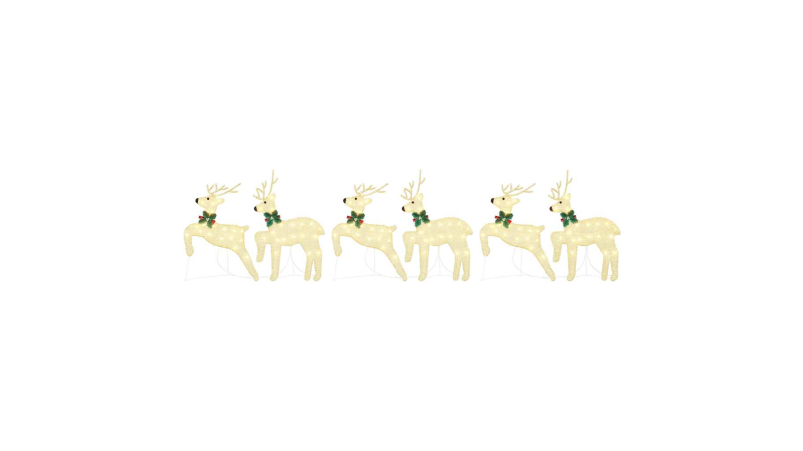 vidaXL 6 Piece Fabric LED Reindeer - Gold