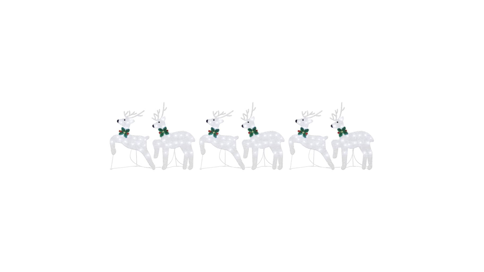 vidaXL 6 Piece Fabric LED Reindeer - Silver