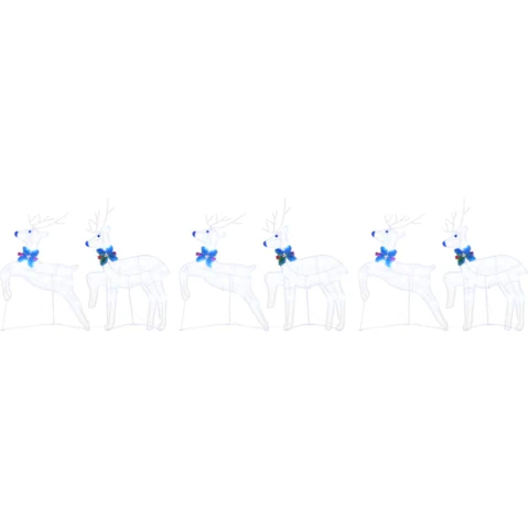 vidaXL 6 Piece Fabric LED Reindeer - White