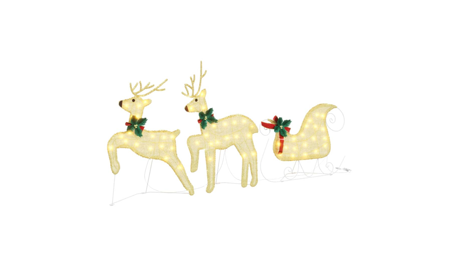 vidaXL 3 Piece Fabric LED Reindeer - Warm White