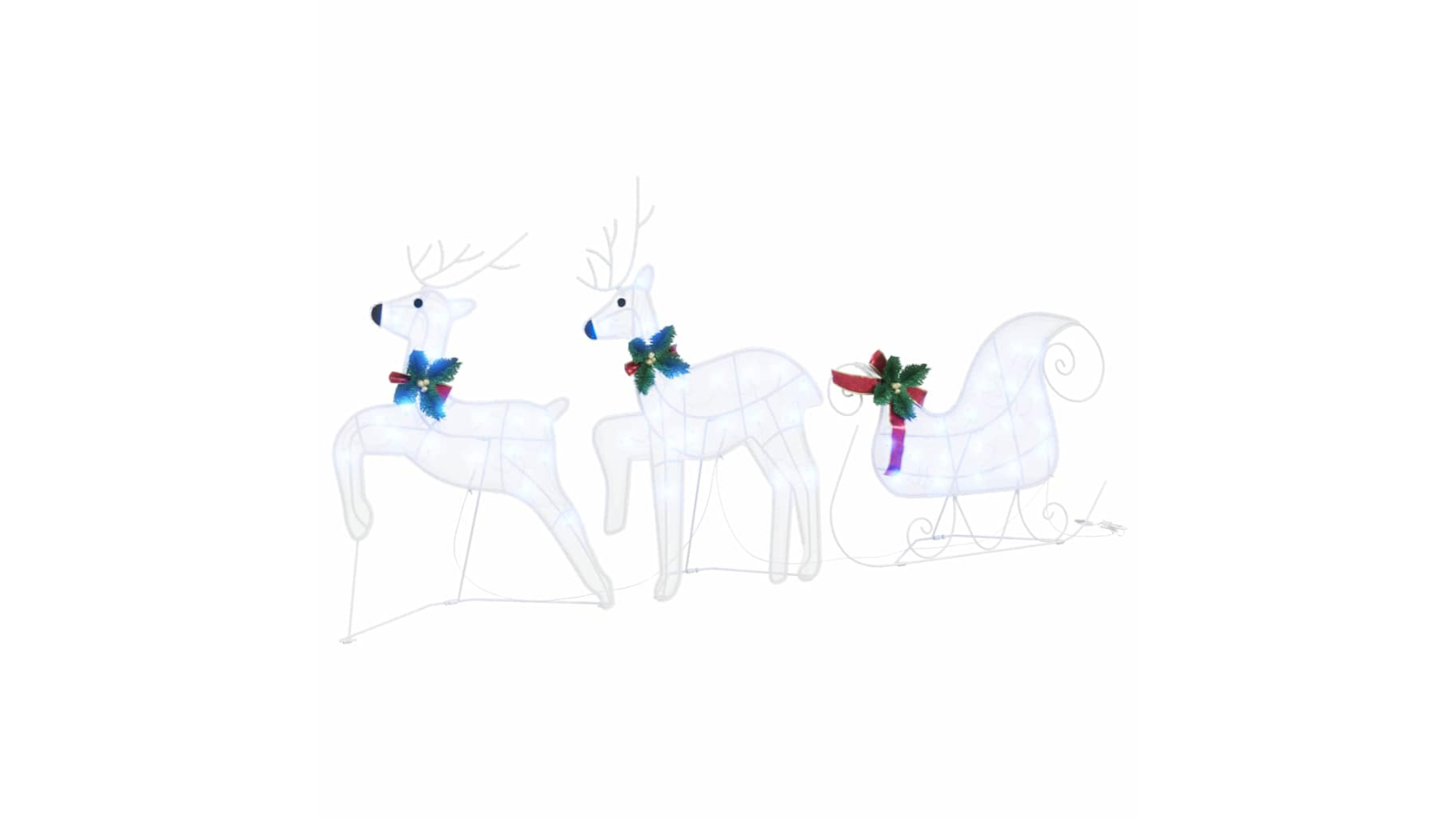 vidaXL 3 Piece Fabric LED Reindeer - Cold White
