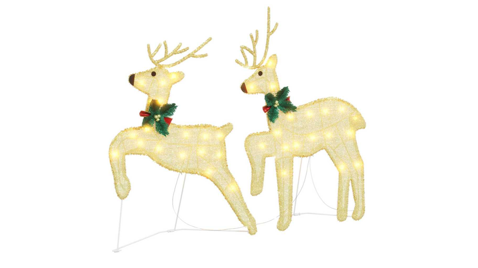 vidaXL 2 Piece Fabric LED Reindeer - Warm White 