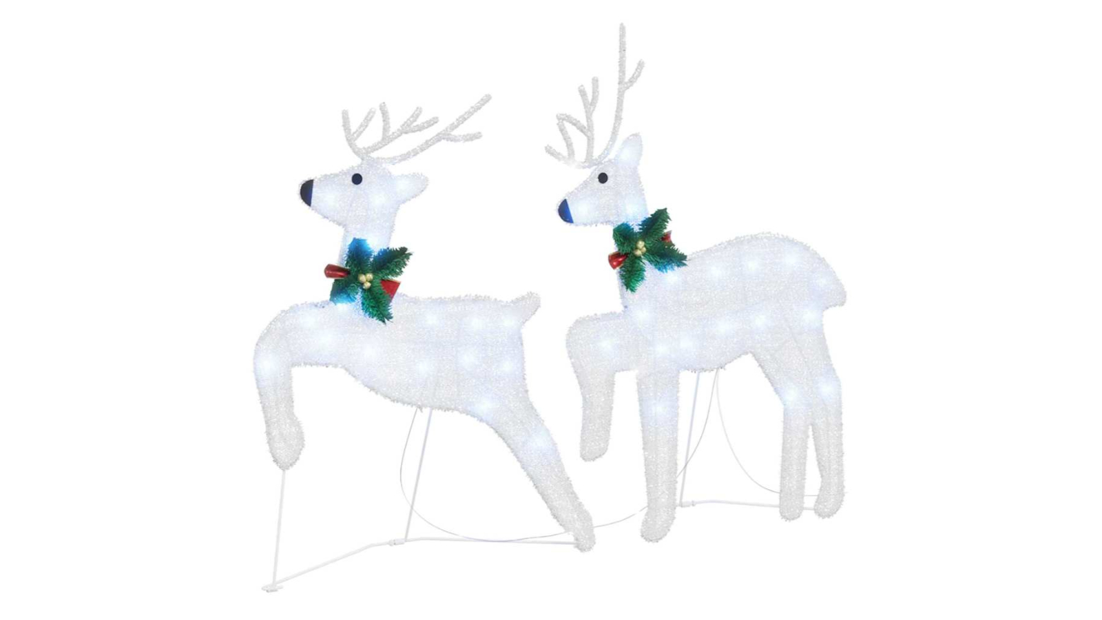 vidaXL 2 Piece Fabric LED Reindeer - Cold White