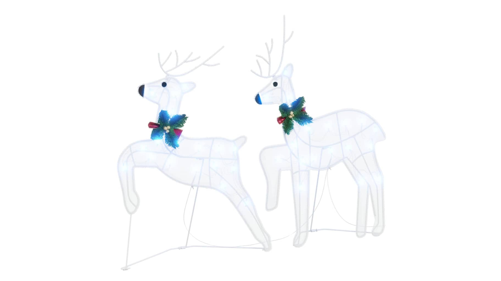 vidaXL 2 Piece Cold White Fabric LED Reindeer