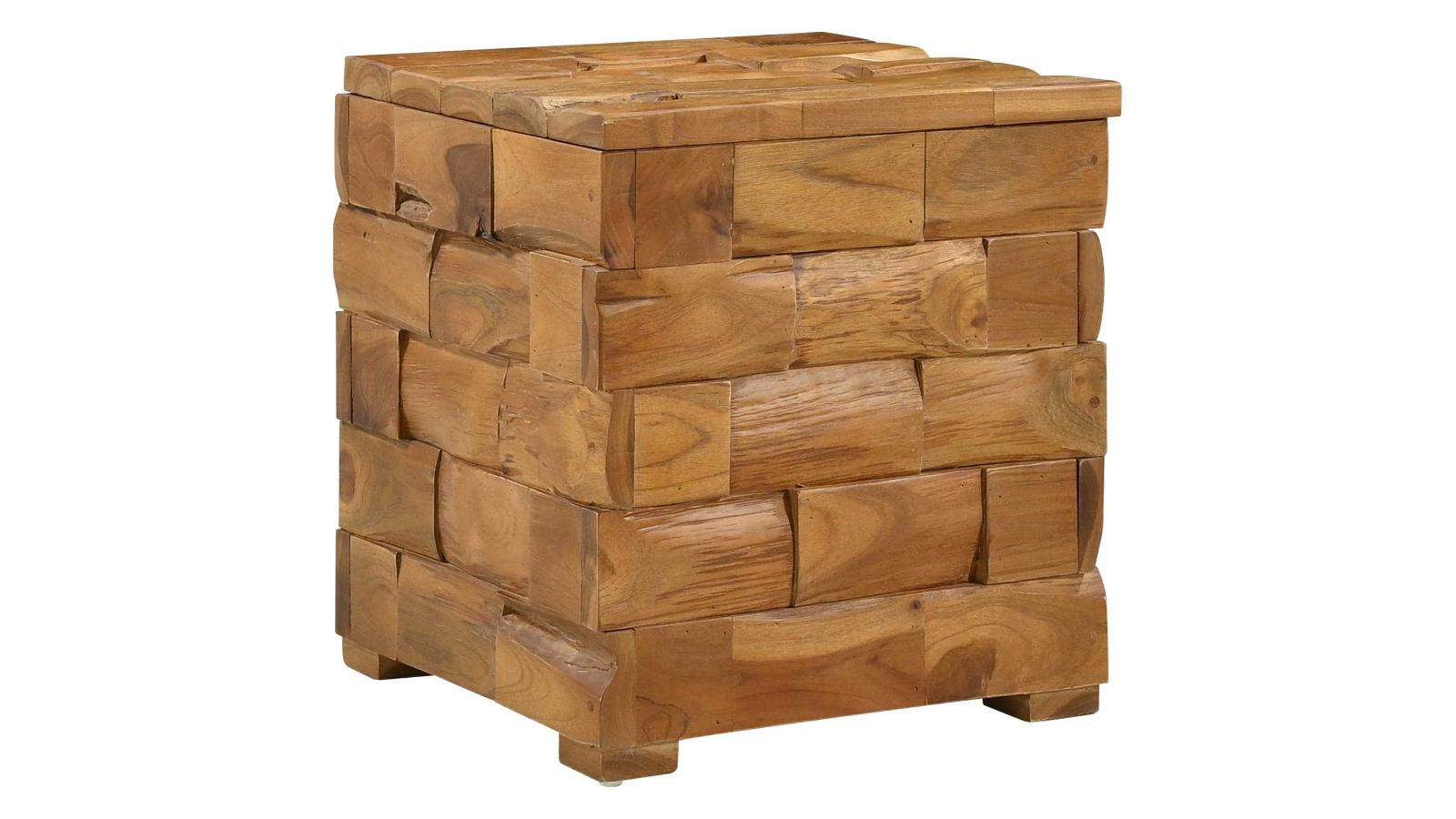 vidaXL Brown Solid Teak Wood 40 x 40 x 45cm Storage Stool