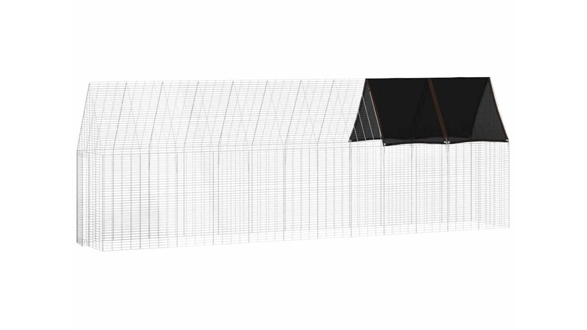 vidaXL 2 Piece Silver Galvanised Steel Chicken Cage - 600 x 100 x 210cm