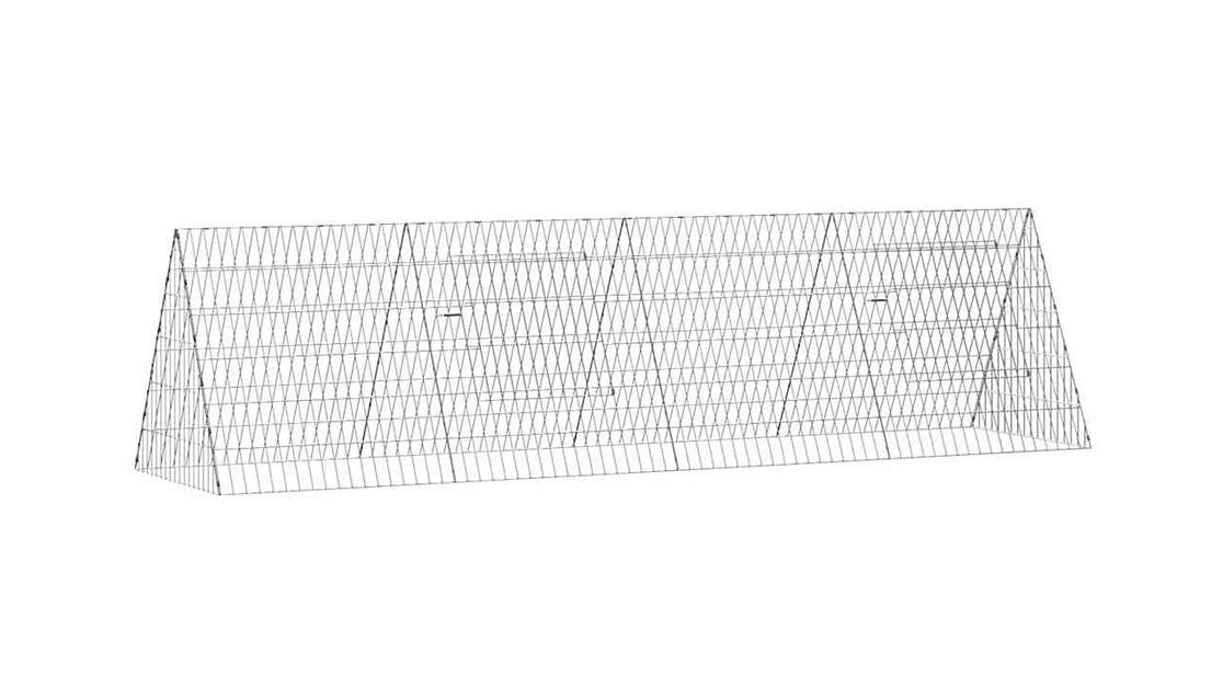 vidaXL Silver Galvanised Steel Chicken Cage - 215 x 55 x 55cm