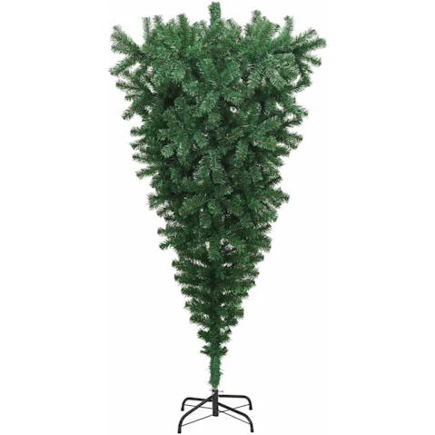 vidaXL PVC Green Upside-Down Artificial Pre-lit 180cm Christmas Tree