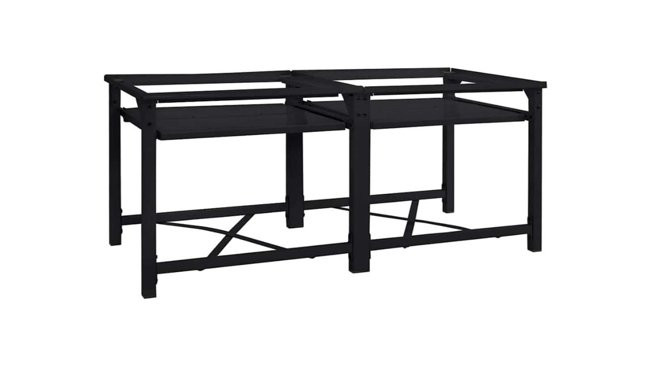 vidaXL 2 Piece 120 x 56 x 52cm Steel Washing Machine Pedestal - Black