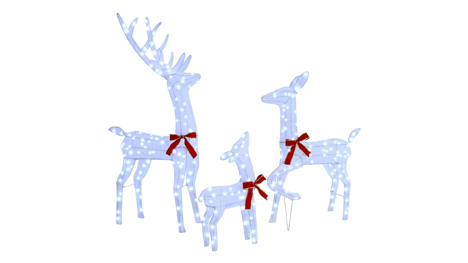 vidaXL 3 Piece 68 x 26 x 127cm Fabric Reindeer Family - Cold white