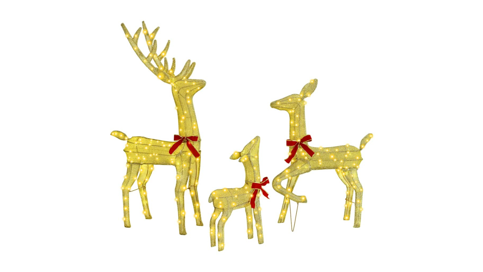 vidaXL 3 Piece 68 x 26 x 127cm Fabric Reindeer Family - Warm White