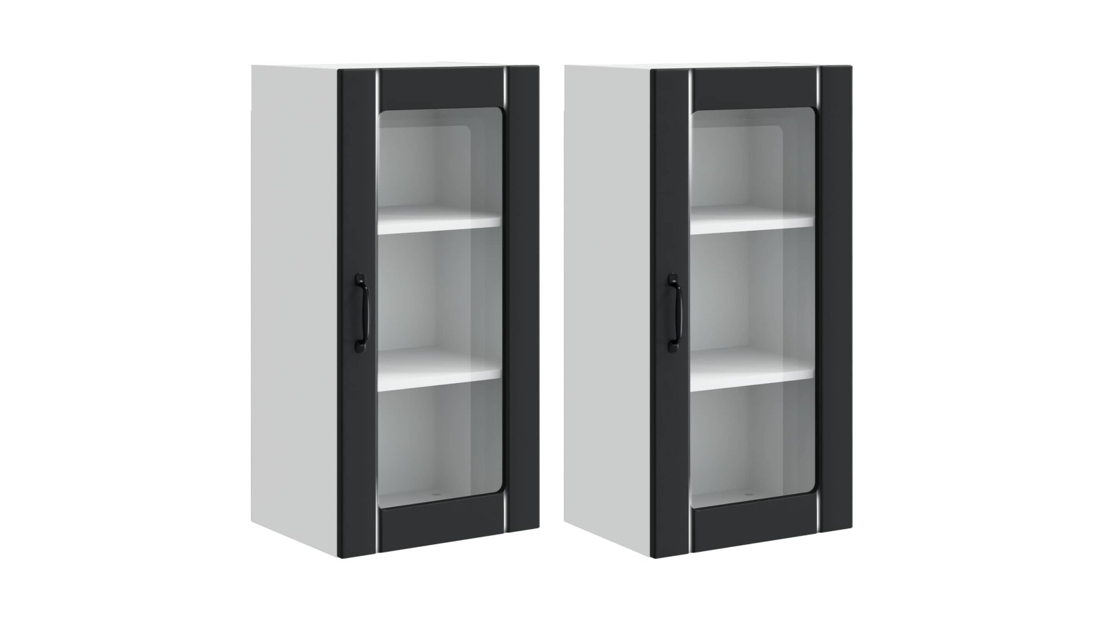 vidaXL 2 Piece Black Engineered Wood 40 x 31 x 80cm Porto Wall Cabinet