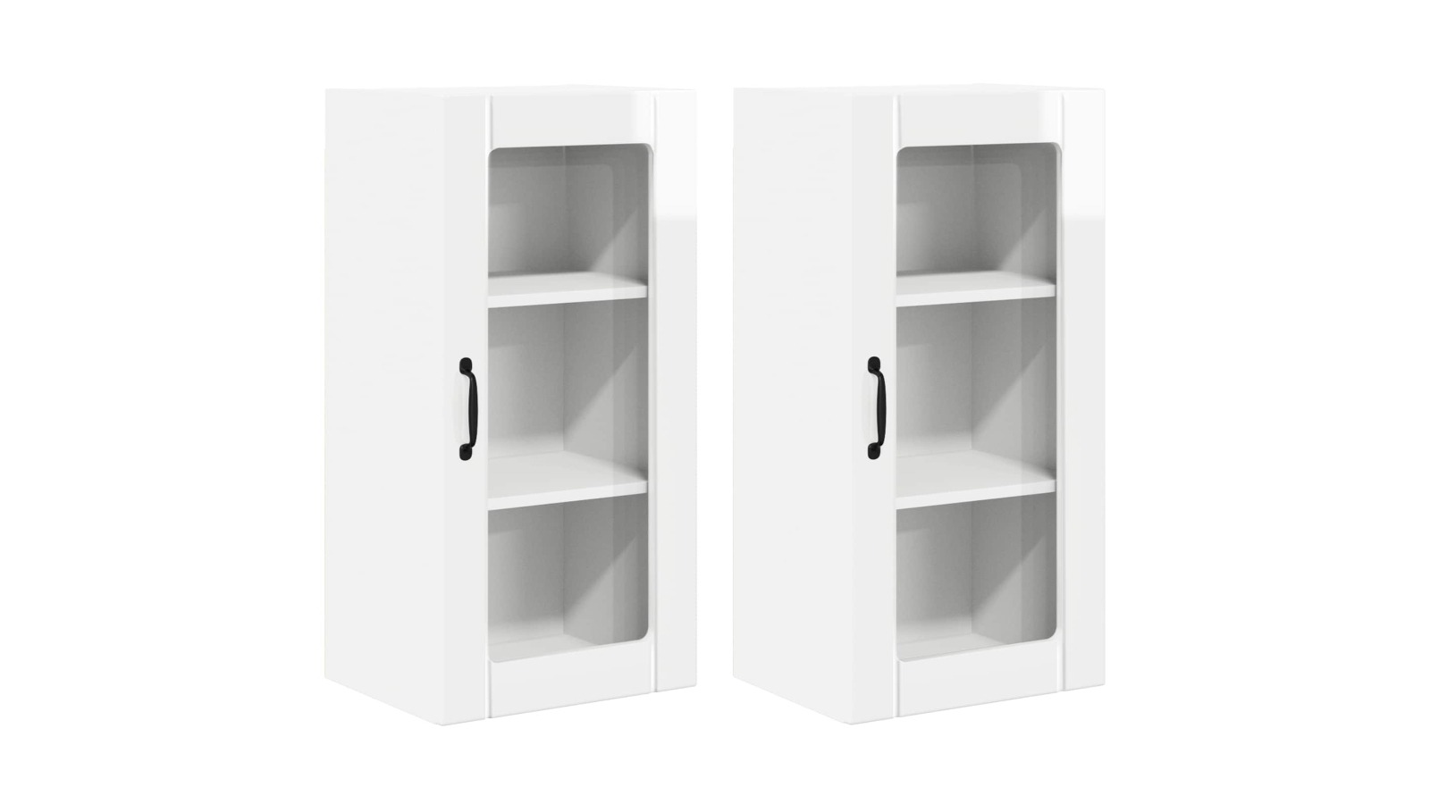 vidaXL 2 Piece High Gloss White Engineered Wood Porto Wall Cabinet - 40 x 31 x 80cm