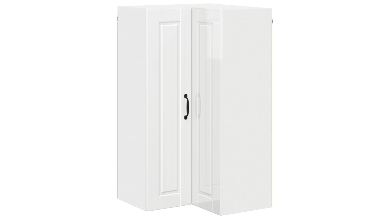 vidaXL High Gloss White Porto Wall Corner Cabinet - 57 x 57 x 100cm