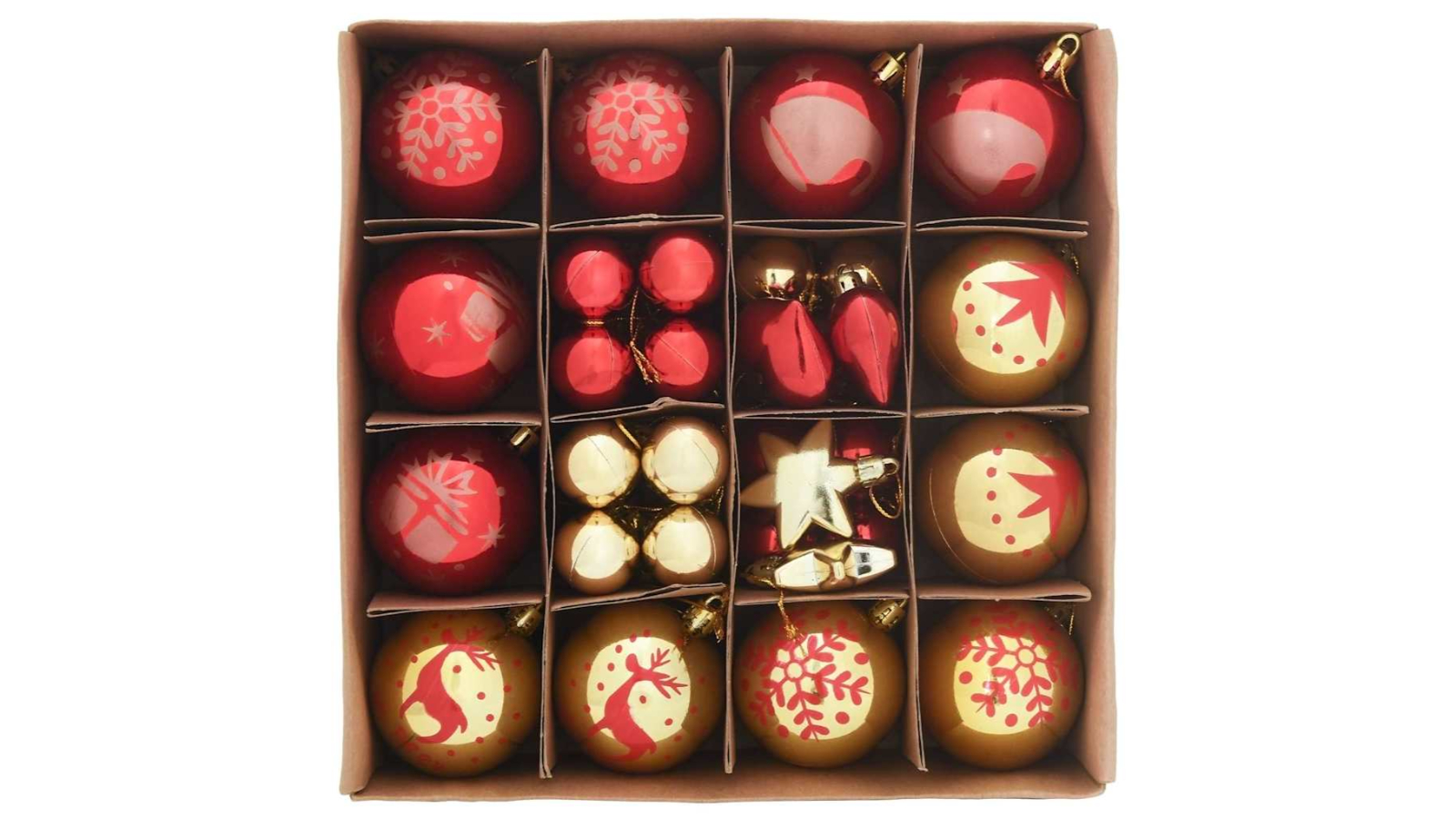 vidaXL 40 Piece Plastic Christmas Bauble Set - Gold and Red