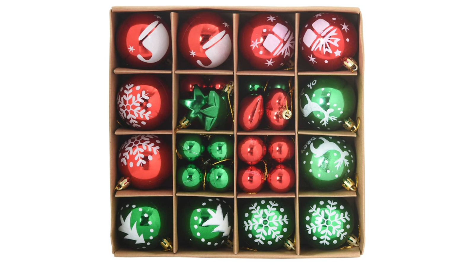 vidaXL 40 Piece Plastic Christmas Bauble Set - Red and Green