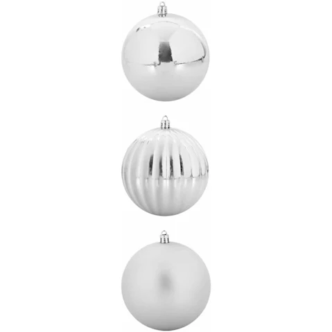 vidaXL Set of 3 Silver Christmas Bauble - XX-Large