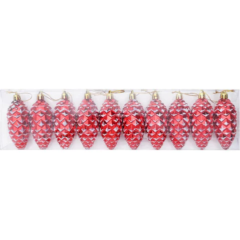 vidaXL 40 Piece Christmas Pine Cone Ball - Red