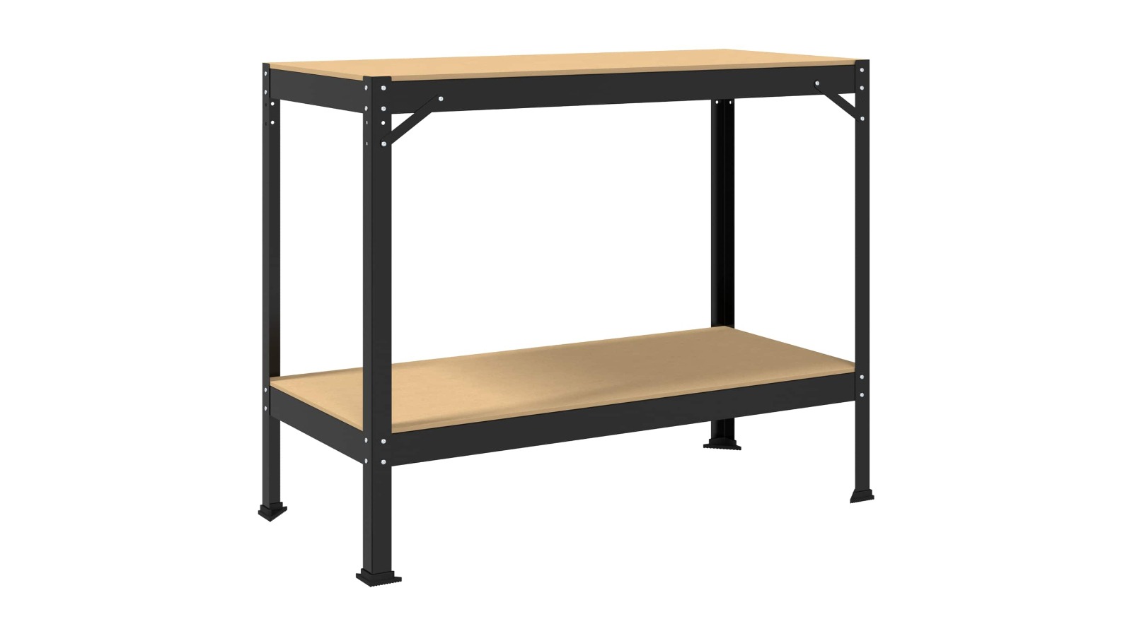 vidaXL Engineered Wood and Black Metal 115 x 55 x 91cm Workbench