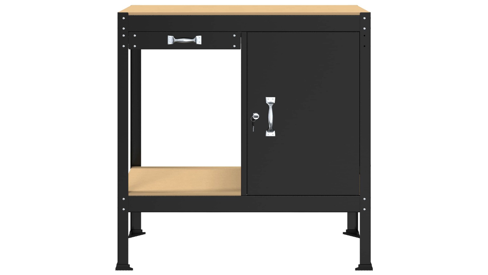 vidaXL Engineered Wood and Black Metal 90 x 49 x 91cm Workbench